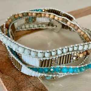 Park Lane Turquoise and Gold Beaded Bracelet